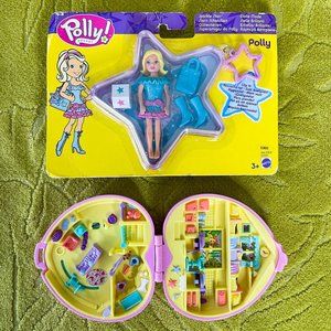 Mattel Polly Pocket Sparkle Stars 2003 NEW Bluebird Pink Heart Compact 1994 VTG